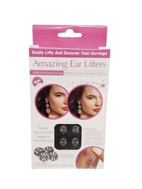 New Amazing Ear Lifters Women's 2 Pairs Stainless Steel Heavy Earrings Lifters